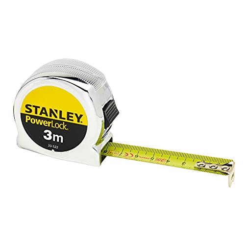 Stanley Bandmaß Micro Powerlock (3 m Länge, Feststeller, Rücklauf, Gürtelclip, verchromt, Mylar-Schutzschicht) 0-33-522 von Stanley