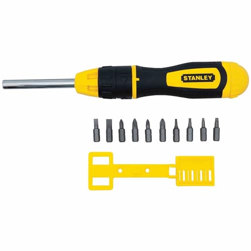 Stanley Multi-Bit-Ratschenschraubendreher Set (11-teilig, Bi-Material, SL5/6 PH1/2 T10/15 PZ1/2 SQ1/2) 0-68-010 von Stanley