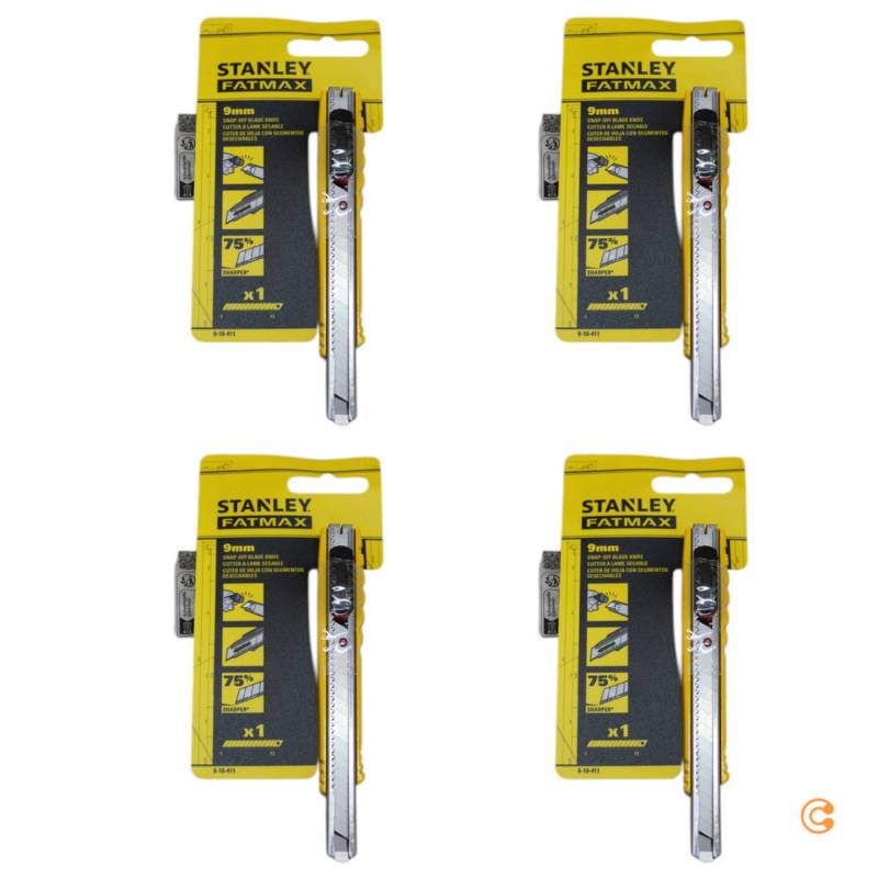 Stanley Cutter Messer Fatmax 9 Mm Aluminium Korpus Rutschfester 4 Stück B-Ware von Stanley