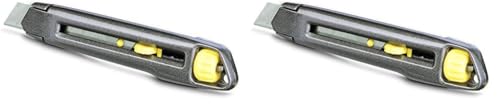 Stanley Cutter-Messer InterLock 1-10-018 (18 mm Klingenbreite, 165 mm Klingenlänge, Metall-Korpus mit patentierter InterLock-Verbindung, einfacher, werkzeugloser Klingenwechsel) (Packung mit 2) von Stanley