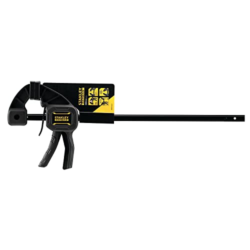 Stanley FatMax Einhandzwinge Medium FMHT0-83233 (475mm Schienen-Länge, 45kg Spannkraft, verwindungssteife I-Profil-Schiene, leichtes Umstellen von Spannen auf Spreizen, abnehmbare Schutzkappen) von Stanley