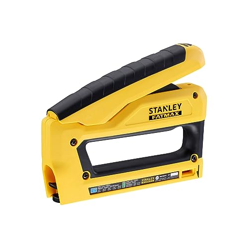 Stanley FatMax Reverse Squeeze Tacker (mit Sichtfenster am Klammerfach, Unterlademagazin, flexible Druckeinstellung, kompatibel mit Klammern (G 6-14 mm) und Nägeln (18GA 12, 15 mm)), FMHT0-80551 von FatMax