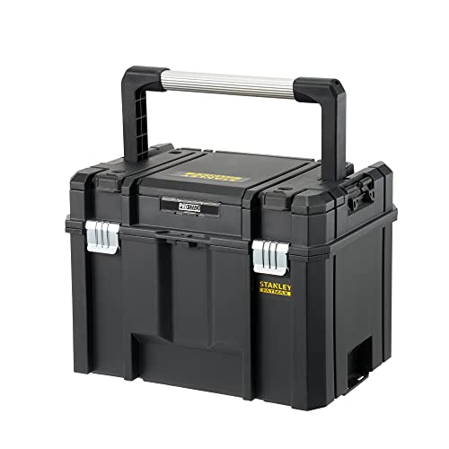 STANLEY FatMax Pro-Stack Werkzeugbox/Werkzeugkoffer leer Werkzeugkasten - Werkzeugkiste (tiefe Ausführung mit breitem Griff, mit Etikettenhalter, rostfreie Metallschließen, stapelbar) FMST1-75796 von Stanley