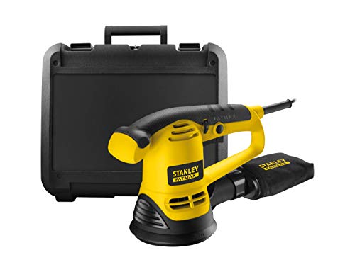 Stanley FatMax Exzenterschleifer FME440K (480 Watt, 125 mm Schleifteller, Klettfix-Schleifpapieraufnahme, Staubsaugeranschluss/Staubfangsack, stufenlose Drehzahl, inkl. 3 Gitterleinen, Koffer) von Stanley - FatMax