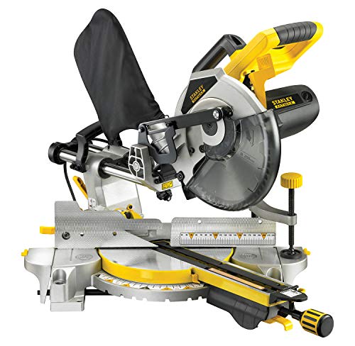 Stanley FatMax Paneelsäge FME720 (2.000 Watt, 254 mm, mit Laser-Linienführung, 2 ausziehbare Materialauflagen, Staubfangbeutel, horizontaler Zug-Griff, inkl. Hart-Metall-Sägeblatt) von Stanley - FatMax