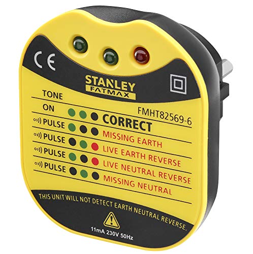 Stanley Fmht82569-6 Tester für Steckdosen, Serie FatMax – Spannung 230 V – LEDs für verschiedene Informationen von Stanley