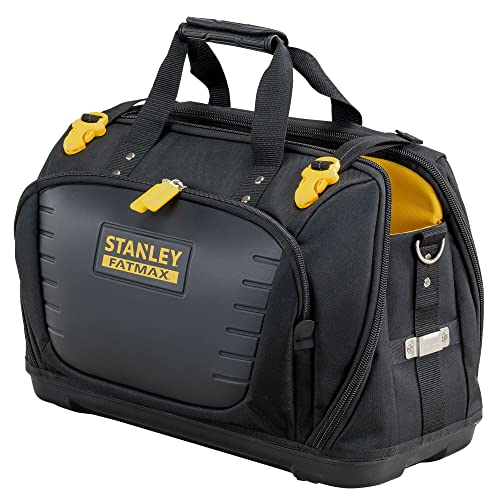 Stanley Fatmax Quick Access Werkzeugtasche FMST1-80147 (mit 4 Fächern, 2 davon mit Reißverschlüssen, aus 600 x 600 Denier Nylon, mit Kunststoffboden & gepolstertem Schultergurt) von Stanley