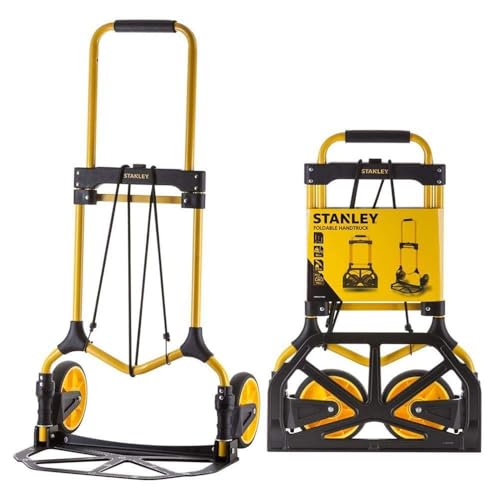 Stanley Faltbarer Sackkarre FT582 - Tragfähigkeit bis zu 90KG - Transportwagen - 50 x 45 x 98 CM - Leichtes Aluminium - Schwarz/Gelb von Stanley