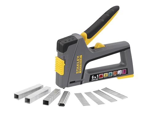 STANLEY FatMax Handtacker Tacker für Holz 6-in-1 TR75 (rückschlagsfrei, Tacker für alle Materialien, verarbeitet sechs verschiedenen Klammer/Nägel/Stifte) FMHT6-70868 von FatMax