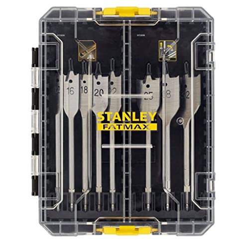 Stanley FatMax 8-tlg. Flachbohrer-Set STA88556 (für viele gängige Anwendungen, im handlichen ToughCase, über robuste Clips stapelbar) von Stanley