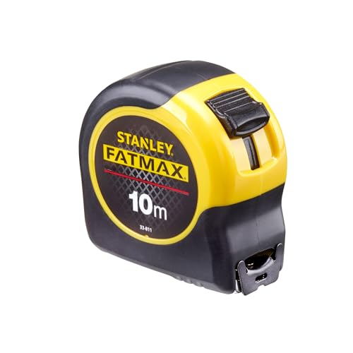 Stanley FatMax Bandmass Blade Armor, 10m Länge, Feststeller, automatischer Rücklauf, Gürtelclip, DynaGrip, 0-33-811 von FatMax