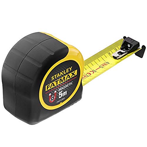 Stanley FatMax Bandmaß Blade Armor, Magnethaken (5 m Länge, Feststeller, automatischer Rücklauf, Gürtelclip) FMHT0-33864 von Stanley - FatMax