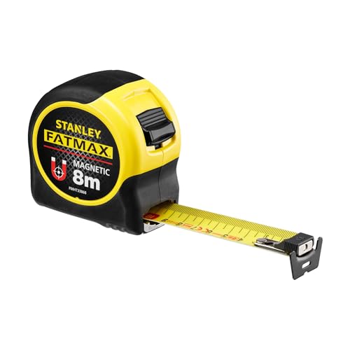 Stanley FatMax Bandmaß Blade Armor, Magnethaken (8 m Länge, Feststeller, automatischer Rücklauf, Gürtelclip) FMHT0-33868 von FatMax