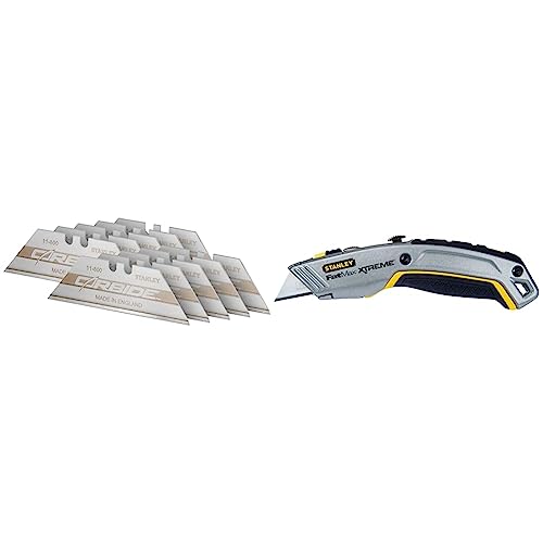 Stanley FatMax Carbide Trapezklingen (0,6 mm Klingenstärke & Fatmax 2 in 1 Messer PRO 0-10-789 (mit einziehbarer Klinge, 180 mm Länge, vielseitige Einsatzmöglichkeiten durch zwei Klingen von Stanley