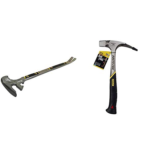 Stanley FatMax Fubar III (5-in-1 Abbruchwerkzeug, Vorschlaghammer, Stemmeisen) & FatMax Antivibe Latthammer (600 g Kopfgewicht, 340 mm Länge, ergonomischer DynaGrip-Griff) von Stanley