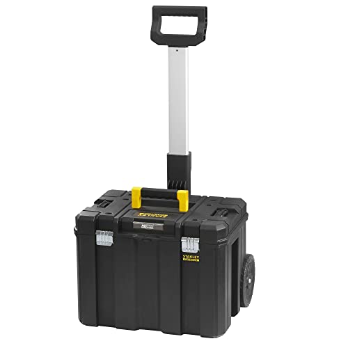 Stanley FatMax Pro-Stack Mobile Werkzeugbox (36 Liter, mit robusten Schwerlasträdern, bis 30 kg belastbar, mit Teleskophandgriff, Metallschließen, Ösen für Vorhängeschloss) FMST1-75753 von Stanley - FatMax