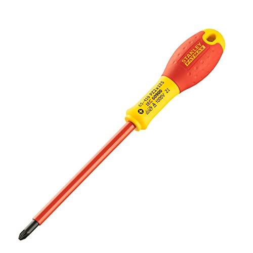 Stanley FatMax Schraubendreher Pozidriv PZ2 0-65-419 (isoliert, VDE-konform, 125 mm Länge, Chrom-Vanadium, Soft-Grip, für Elektriker & sicheres Arbeiten an spannungsführenden Leitungen bis 1000V) von FatMax