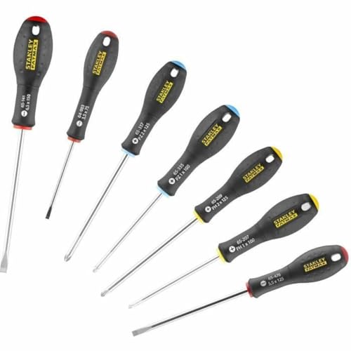 Stanley FatMax Schraubendreher-Set (7-teilig, Schlitz/Phillips/Pozidriv, Parallel 3,5 mm, 5,5 mm; Schlitz 6,5 mm; PH1, PH2; PZ1, PZ2) 0-65-438 von Stanley