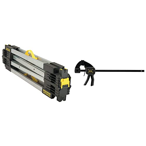 Stanley FatMax Unterstellböcke (2 Stück) FMST1-75763 & FatMax Einhandzwinge Medium FMHT0-83233 (475mm Schienen-Länge, 45kg Spannkraft, verwindungssteife I-Profil-Schiene) von Stanley