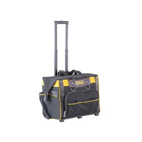 STANLEY FatMax Werkzeugkoffer mit Rollen Werkzeugbox rollend Werkzeugkasten - Werkzeugkiste (mit leichtgängigen Rollen, strapazierfähige, große Öffnung, Teleskopgriff, Maße 50x36 x41 cm) FMST1-80148 von Stanley