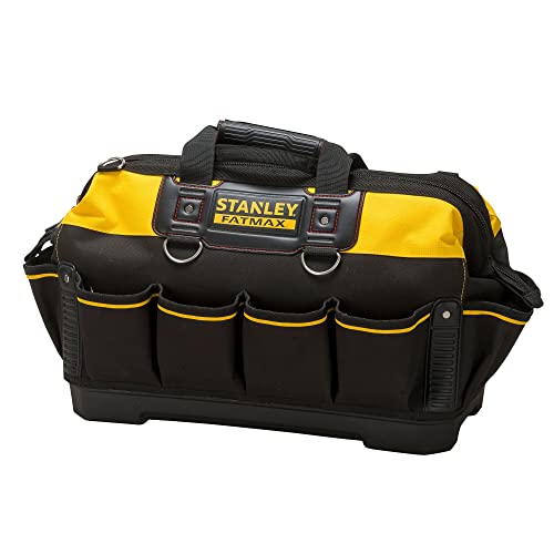 Stanley FatMax Werkzeugtasche (18 Zoll, 49 x 26 x 10 cm, wassserdichter Boden, verstärkte Nähte, ergonomischer Gummihandgriff, robuster Schultergurt, 600 Denier Nylon) 1-93-950 von Stanley