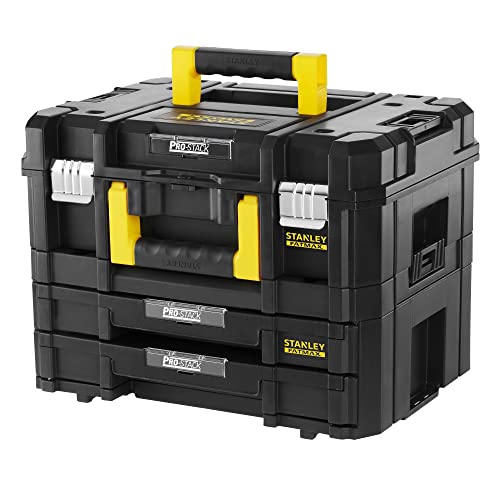 Stanley FatMax Pro-Stack Werkzeugkoffer Combo(21,5L Fassungsvermögen, mit 2 Schubladen und Organizern für Kleinteile, mit Metallschließen, mit herausnehmbaren Innenteilern) FMST1-71981 von Stanley - FatMax