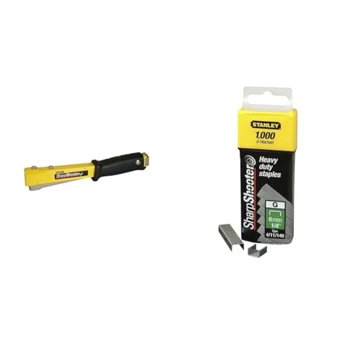 Stanley Hammertacker 6-PHT150 – Kraftvoller Schlagtacker mit robustem Stahlgehäuse und ergonomischem Handgriff & Klammern Typ G (10 mm, aus Flachdraht) 5000 Stück, 1-TRA706-5T von Stanley