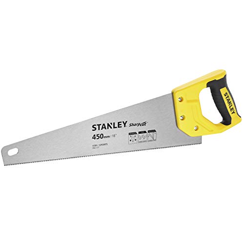 Stanley Handsäge Sharpcut (18"/450 mm, Fuchsschwanz mit 11 Zähne/Inch für feines Arbeiten, doppelt geschliffene, induktionsgehärtete Verzahnung) STHT20370-1 von Stanley