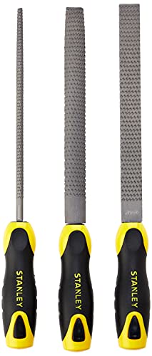 Stanley Holzraspel-Set, 3 teilig, 200mm Länge, flachstumpf/halbrund/rund mit Hieb 1, Karbon-Stahl, 0-22-477 von Stanley