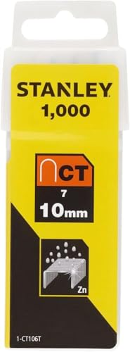 Stanley Kabelklammern CT100 (10 mm, Gebogene Klammern für Stanley Kabeltacker, rostbeständig) 1000 Stück, 1-CT106T Stanley Kabelklammern CT100 (10 mm, Gebogene Klammern für Stanley Kabeltacker, rostbeständig) 1000 Stück, 1-CT106T von Stanley