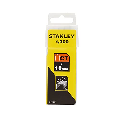 Stanley Kabelklammern CT100 (10 mm, Gebogene Klammern für Stanley Kabeltacker, rostbeständig) 1000 Stück, 1-CT106T von Stanley