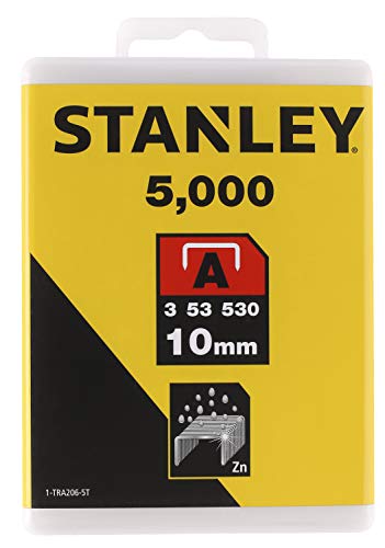 Stanley Klammern Typ A (10 mm, Klammern aus Runddraht für Elektro- und Handtacker Typ A) 5000 Stück, 1-TRA206-5T von Stanley