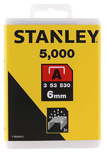 Stanley Klammern Typ A (6 mm, Klammern aus Runddraht für Elektro- und Handtacker Typ A) 5000 Stück, 1-TRA204-5T von Stanley
