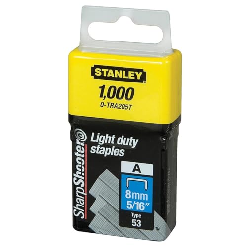 Stanley Klammern Typ A (8 mm, Klammern aus Runddraht für Elektro- und Handtacker Typ A) 1000 Stück, 1-TRA205T von STANLEY