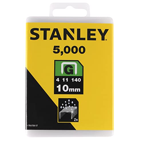 Stanley Klammern Typ G (10 mm, aus Flachdraht, wiederverschließbare Verpackung, rostbeständig) 5000 Stück, 1-TRA706-5T von Stanley