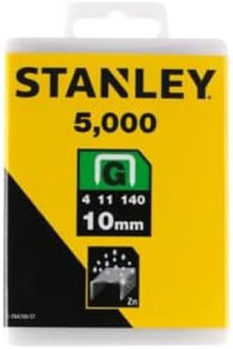 Stanley Klammern Typ G (10 mm, aus Flachdraht, wiederverschließbare Verpackung, rostbeständig) 5000 Stück, 1-TRA706-5T von Stanley