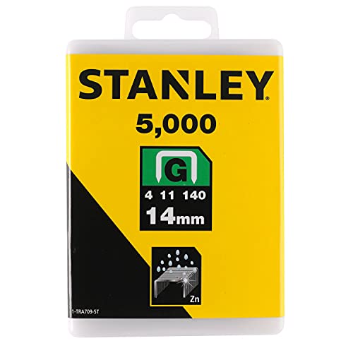 Stanley Klammern Typ G (14 mm, Klammern aus Flachdraht für Elektro- und Handtacker Typ G, 5000-Stück) 1-TRA709-5T von Stanley