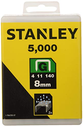 Stanley Klammern Typ G (8 mm, aus Flachdraht, wiederverschließbare Verpackung, 5000 Stück, rostbeständig) 1-TRA705-5T von Stanley