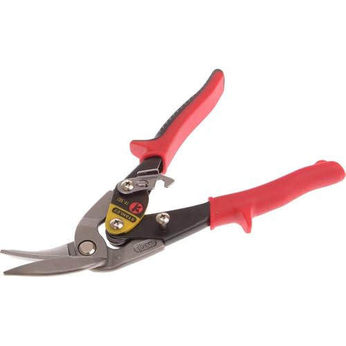 Stanley Maxsteel Blechschere (mit Durchlauf links, 250 mm Länge, Bi-Material Kunststoffhandgriff, chromveredelt, Einhandbedienung) rot, 2-14-567 von Stanley