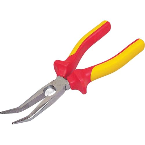 Stanley Fatmax Spitzzange gebogen VDE 0-84-008 (200mm Länge, einzeln bis 10.000 Volt getestet, hochbelastbare & elastische Präzisionsspitzen, lange & flach-runde gerade Backen, gezahnte Greifflächen) von Stanley