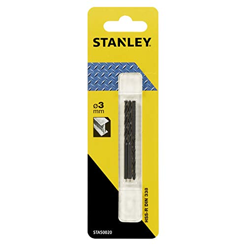 Stanley Metallbohrer HSS-R (3 mm Bohrerdurchmesser, 61 mm Gesamtlänge, 33 mm Spirallänge, DIN338, geeignet für Metalle, 3 Stück) STA50020 von Stanley