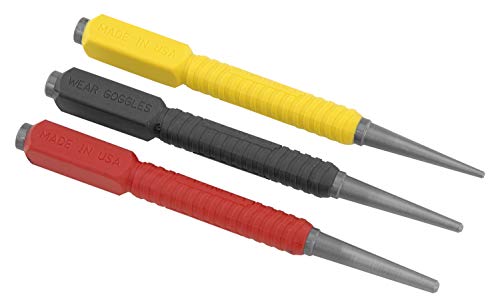 Stanley Nageltreiber Dynagrip Set (3-teilig, 0,8/1,6/2,4 mm Ø, induktionsgehärteter Stahl, abgeflachte Spitze) 0-58-930 von Stanley