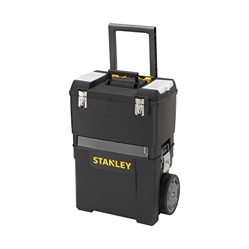 Stanley Rollende Werkstatt (47,3 x 30,2 x 62,7 cm, zwei separat verwendbare Werkzeugboxen, robuster Kunststoff, zwei Einheiten, Metallschließen, Organizer) 1-93-968 von Stanley