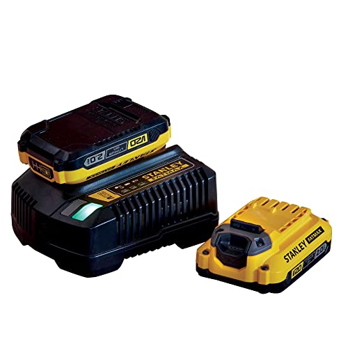 Stanley FatMax Akku Starter-Kit SFMCB12D2 (18 Volt, 2.0 Ah, zum Einstieg in das V20-Akkusystem von Stanley FatMax, inkl. 1x Schnell-Ladegerät, 2x 2.0 Ah Li-Ion Akkus) von Stanley - FatMax