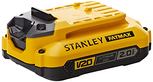 Stanley SFMCB202-XJ FatMax 18V/2.0 Ah Lithium-Ionen, Keine Selbstentladung, kein Memory-Effekt, 3-Stufen-LEDs Ladezustandsanzeige, einsetzbar für alle V20 Akku-Produkte von Stanley