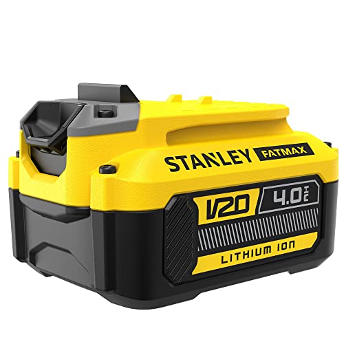 Stanley SFMCB204-XJ FatMax 18V/4.0 Ah SFMCB204 (Lithium-Ionen, Keine Selbstentladung, kein Memory-Effekt, 3-Stufen-LEDs Ladezustandsanzeige, einsetzbar für alle V20 Akku-Produkte von Stanley