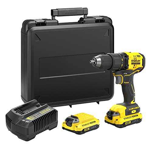 Stanley FatMax 18V 2-Gang Akku-Bohrschrauber SFMCD710D2K (2.0Ah, max. Drehmoment 60Nm, bürstenloser Motor mit Vollmetallgetriebe, LED-Licht, inkl. 2 Akkus, Ladegerät & Koffer) von Stanley - FatMax