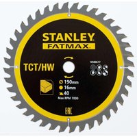 Stanley STA13365-XJ Gehrungssägeblatt TCT 190 x 16 mm 40T Holz von Stanley