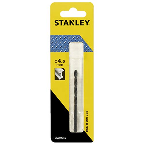 Stanley Metallbohrer HSS-R (4.5 mm Bohrerdurchmesser, 80 mm Gesamtlänge, 47 mm Spirallänge, DIN338, geeignet für Metalle, 1 Stück) STA50045 von Stanley