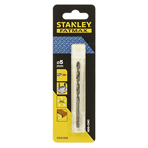 Stanley FatMax HSS-CNC High-Tech Bullet Metallbohrer (auch für Holz/PVC, 5 mm Bohrdurchmesser, 86 mm Gesamtlänge, 1 Stück) STA51058 von Stanley